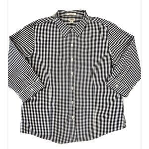 LL Bean Dress Shirt Womens XL Regular Blue White Check Wrinkle Free Long Sleeve